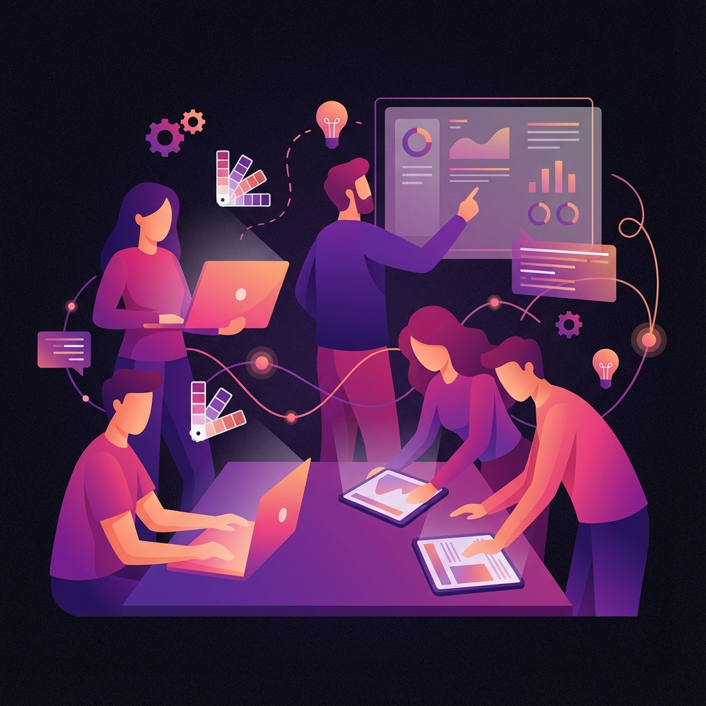 Digii Developerz team collaboration - creative professionals working together on digital projects in Hyderabad office